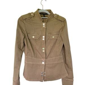 WHBM Military Jacket Women Size 0 Snatch Waist Stretch MSRP $150 Cotton Spandex
